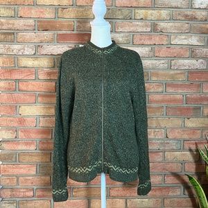 Woolrich Dark Boden Heather Zip Up Sweater in Size Small